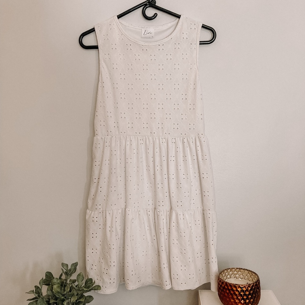 Livi by Olivia Rae - Eyelet Lace White Sundress, Large